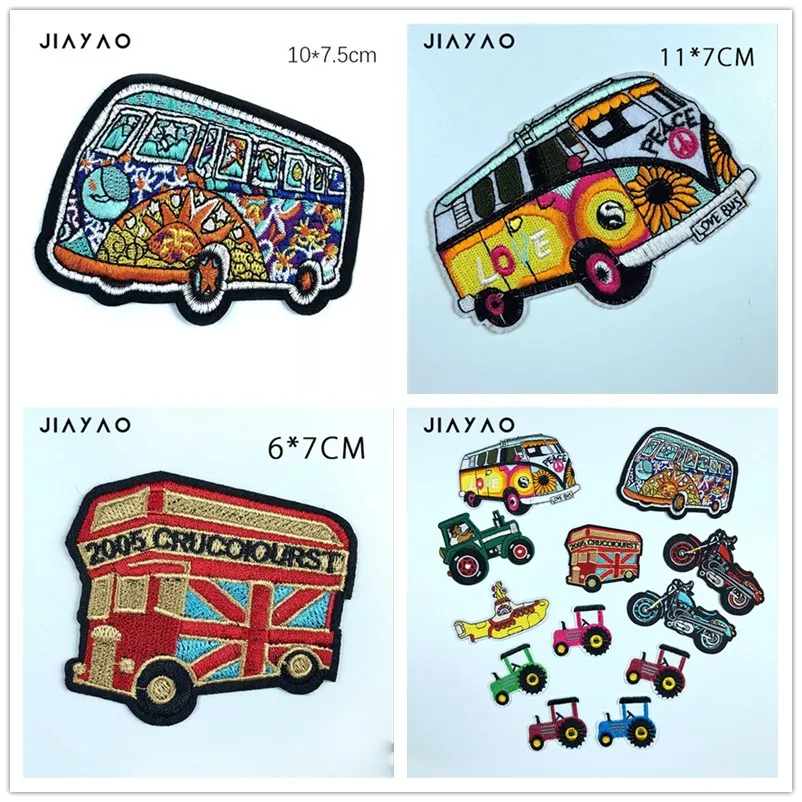 Вышивка патч мультфильм DIY автомобиль цвет мотоцикл подводная лодка трактор для детской одежды термо-клейкие наклейки для одежды