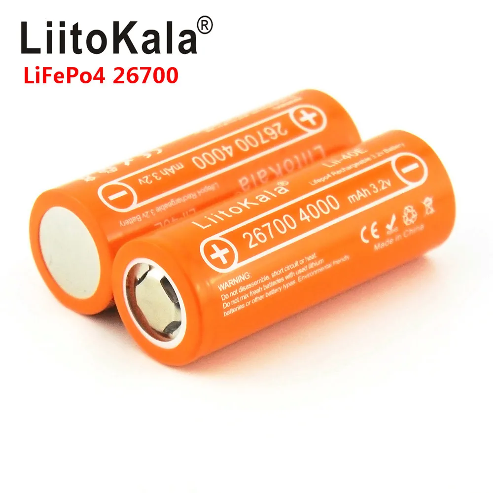 

2020 LiitoKala Lii-40E Lifepo4 26700 3.2v 4000mah rechargeable battery lithium cell high capacity 10A pilas diy pack mod toys