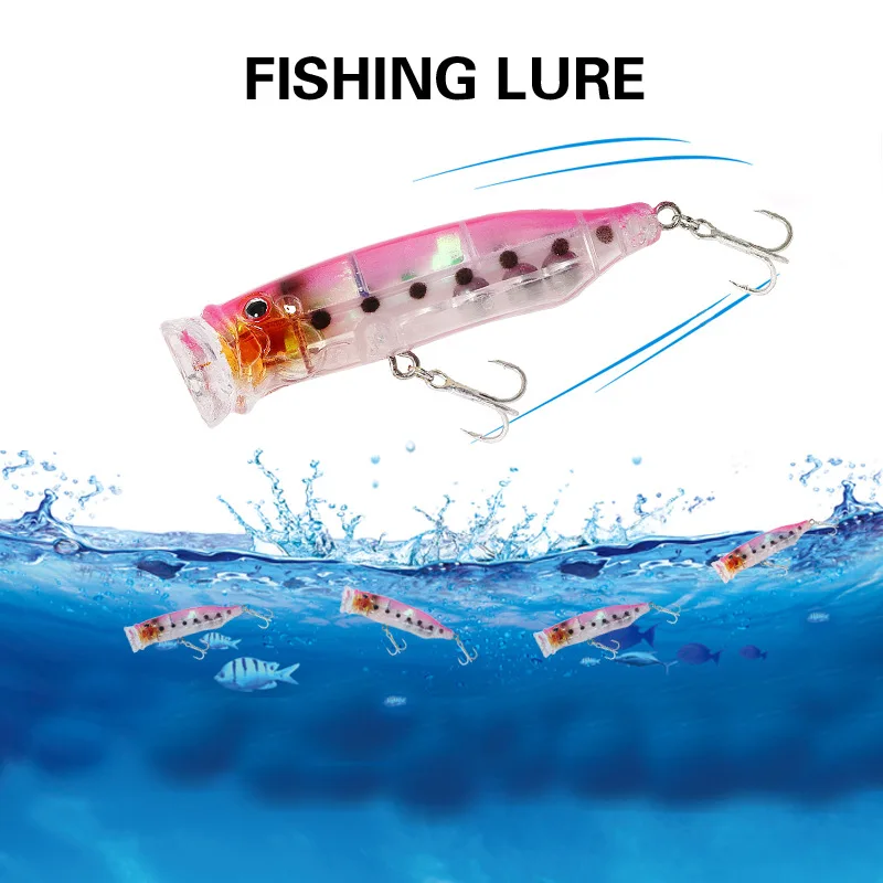 

1pcs 7cm/9g Big Popper Fishing Lure 10 Colors 3d Eyes Bait Floating Crankbait Wobblers Artificial Carp Minnow Swimming Isca Pesc