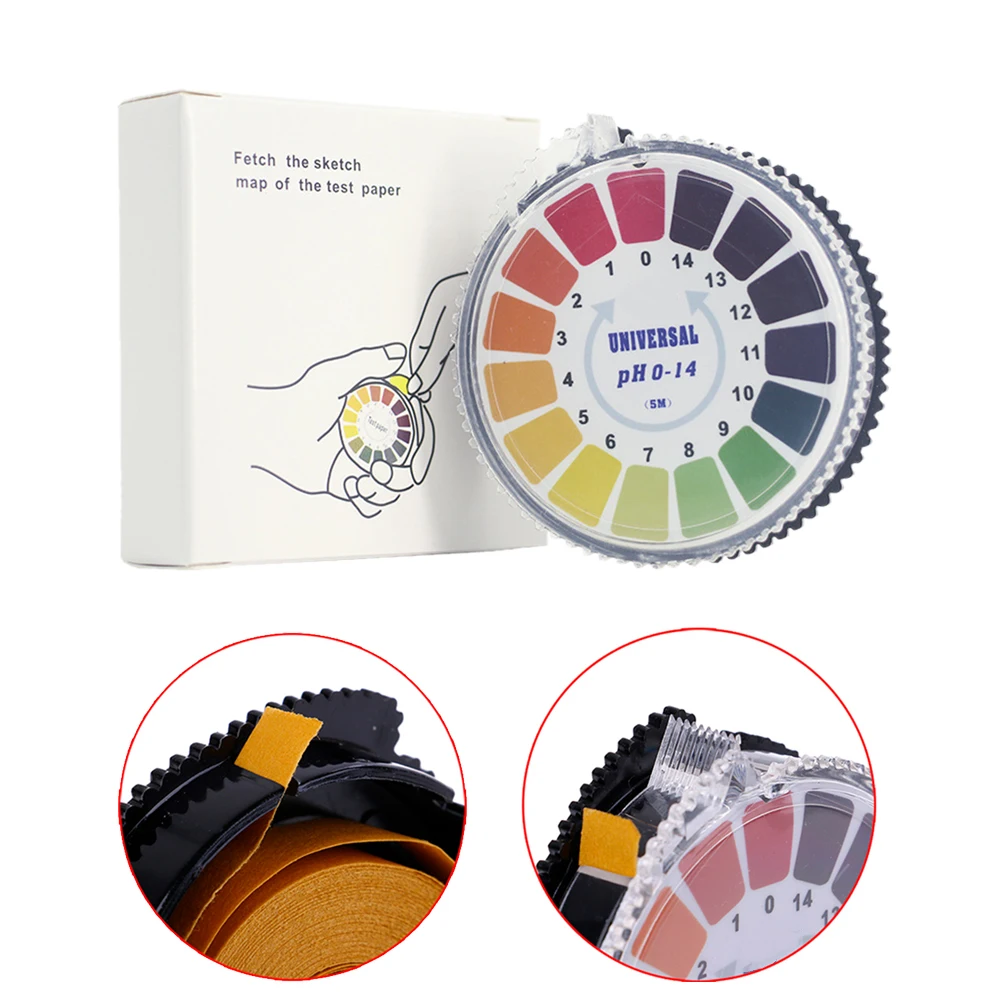 

1PCS 5M Alkaline Acid Indicator Meter Test Paper Roll 0-14 1-14 pH Test Strips For Water Cosmetics Soil Acidity Test Strips