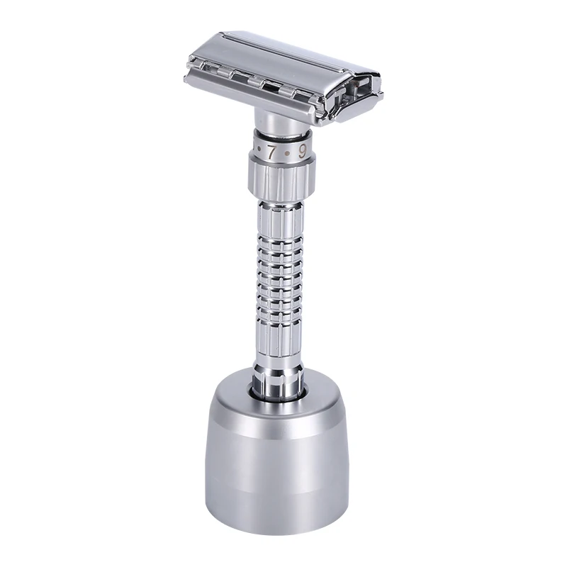 

Adjustable Double Edge Safety Razors Shaving Zinc Alloy Chrome Metal Manual Shaver With Case