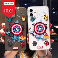 cute cartoon shield super hero phone case for iphone 12 mini 11 pro max x xs xr 7 8 plus se transparent soft shockproof cover