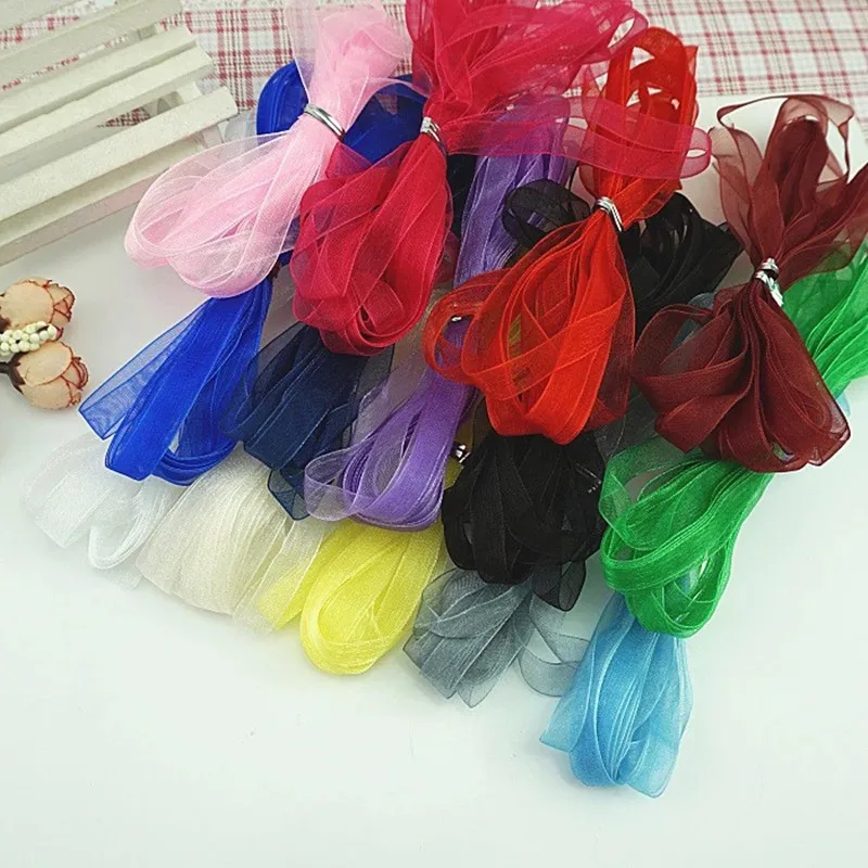 1/4 дюйма (6 мм) белый бежевый розовая лента органза Оптовая Подарочная упаковка