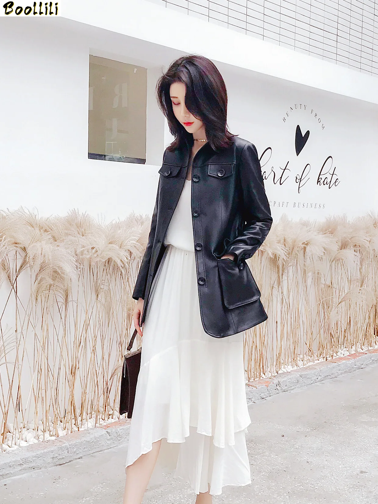 Куртка женская кожаная Boollili весна-осень 2020 | Женская одежда