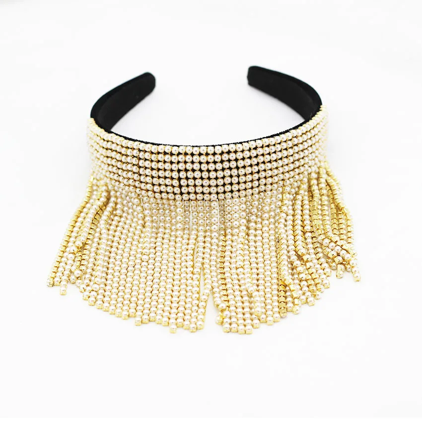 Женский обруч для волос AWAYTR повязка на голову с жемчугом и стразами в стиле барокко свадебный аксессуар