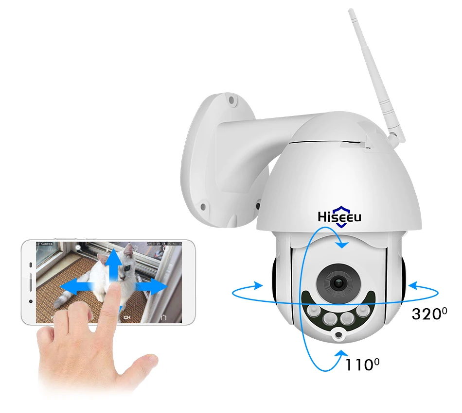 Hiseeu 1080P IP камера Wifi Водонепроницаемая мини PTZ скоростная купольная камера наружная 2MP IR Onvif CCTV камера видеонаблюдения P2P