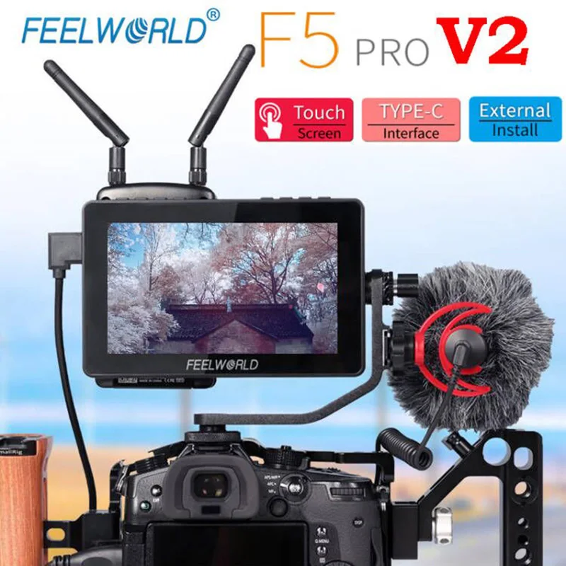 

FEELWORLD F5 Pro V2 5.5 Inch on DSLR Camera Field Monitor 3D LUT Touch Screen IPS 4K HDMI-compatible for Wireless transmission