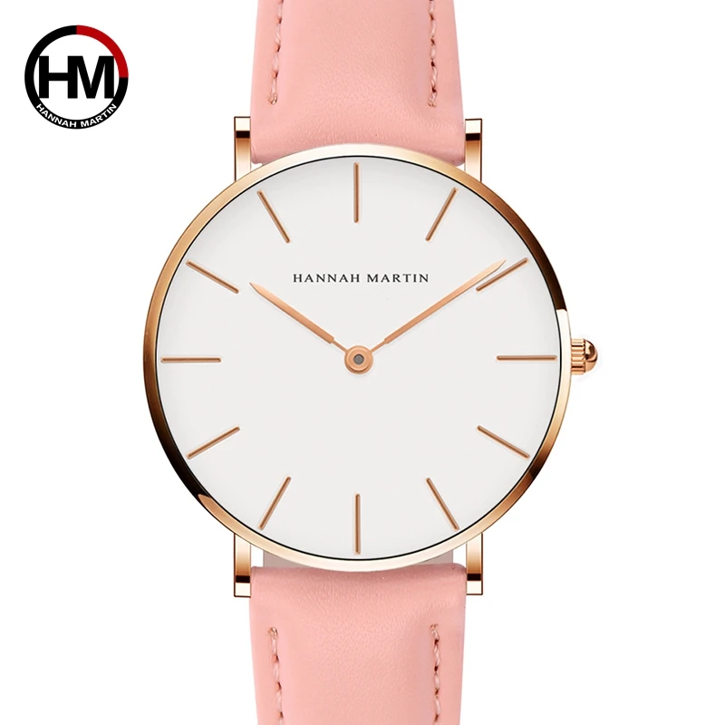 Relogio Feminino Hannah Martin Luxury Brand DW Style Women Watches Leather Band Rose Gold Waterproof Ladies Quartz Watch Clock | Наручные