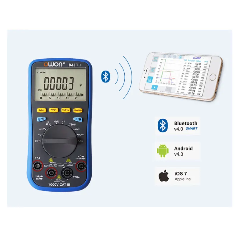 Цифровой мультиметр OWON B41T + 4 1/2 с Bluetooth тестер True RMS измеритель 3 в 1 Datalogger