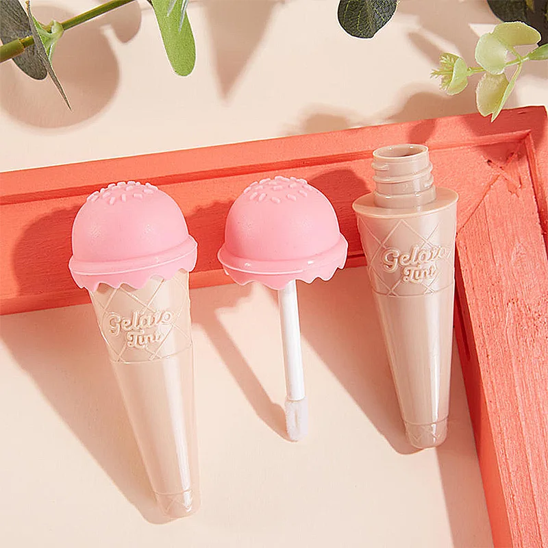 

8ml Pink Ice Cream Lip Gloss Tube Lip Glaze Jars Containers DIY Lip Balm Refillable Bottle Women Girls Travel Makeup Sample Vial