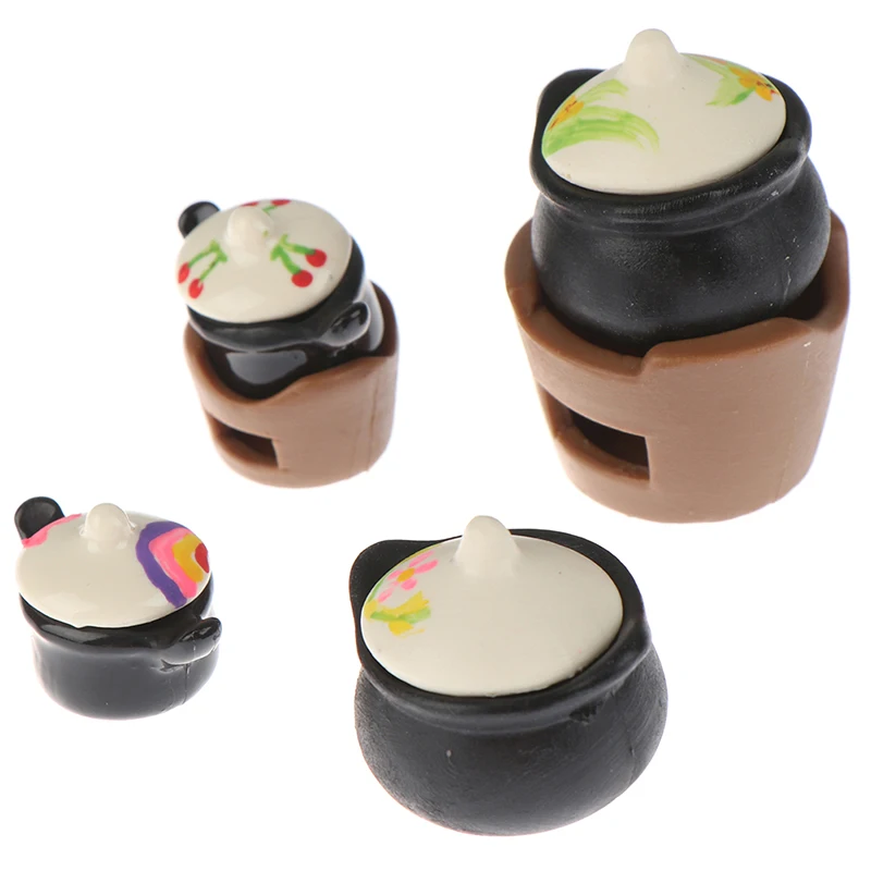

1:12 Dollhouse Mini Vintage Charcoal Stove Soup Pot Simulation Model Cooking Utensils Furniture Toys For Doll House Decoration