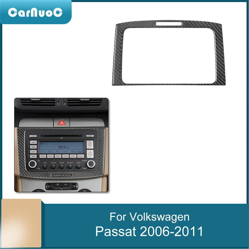 

1Pcs For Volkswagen Passat 2006-2011 Car Radio Surround Panel Cover Frame Trim Decal Carbon Fiber Sticker Styling