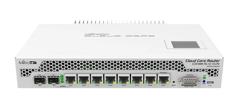 Mikrotik CCR1009-7G-1C-1S + ПК-роутер 7xGigabit Port s 1xCombo-порт (SFP или Gigabit Ethernet) 1xsfp Кейдж 9-ядерный