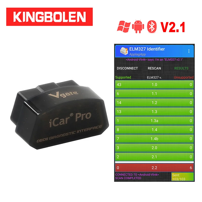 Vgate iCar pro bluetooth 3 0/4 0/WiFi Android/ПК/iosподдерживает автоматический режим пробуждения Elm327