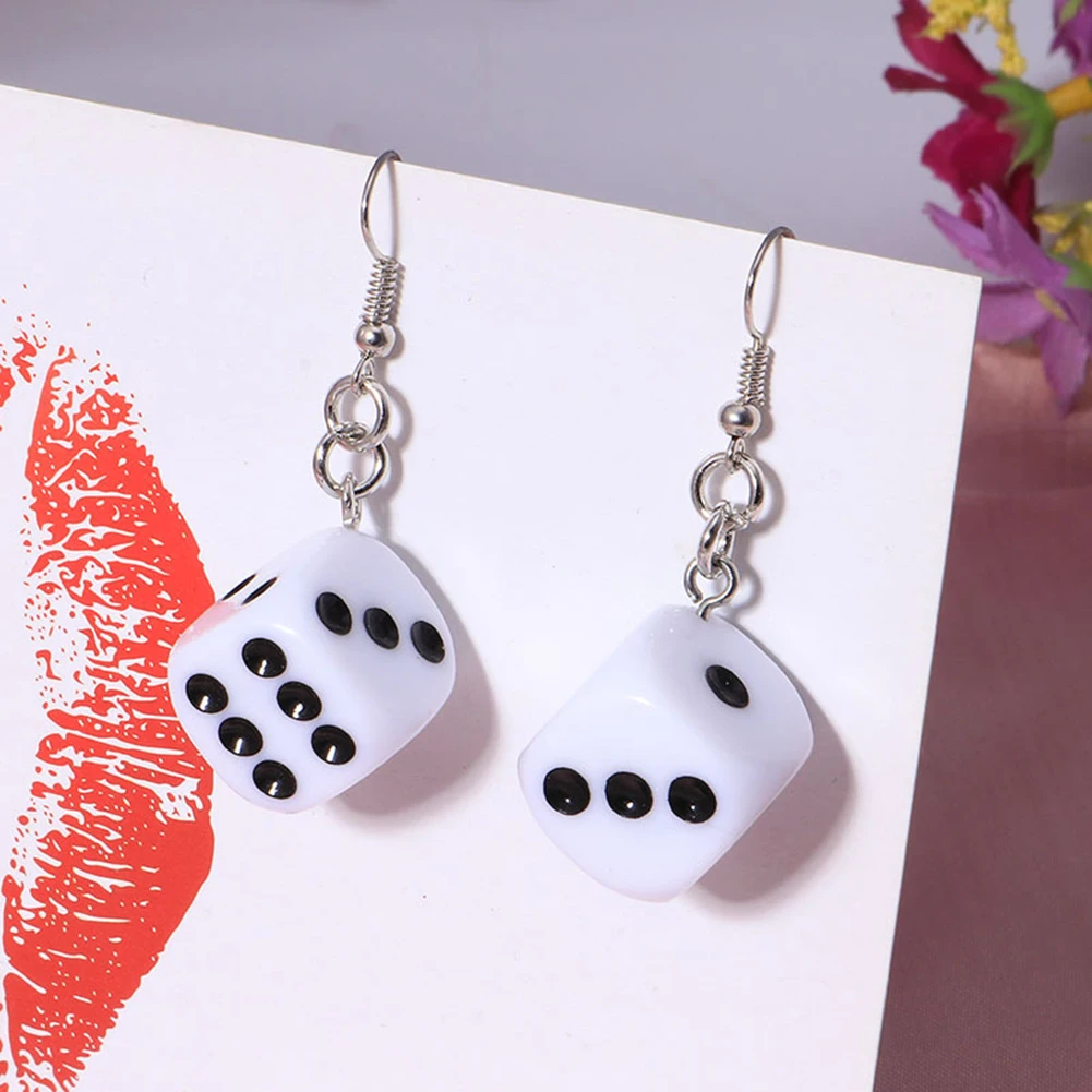 

Cartoon 3D Dice Earrings For Women Creative Black White Minimalist Design Female Dangle Earrings Friendship Handmade Jewelry