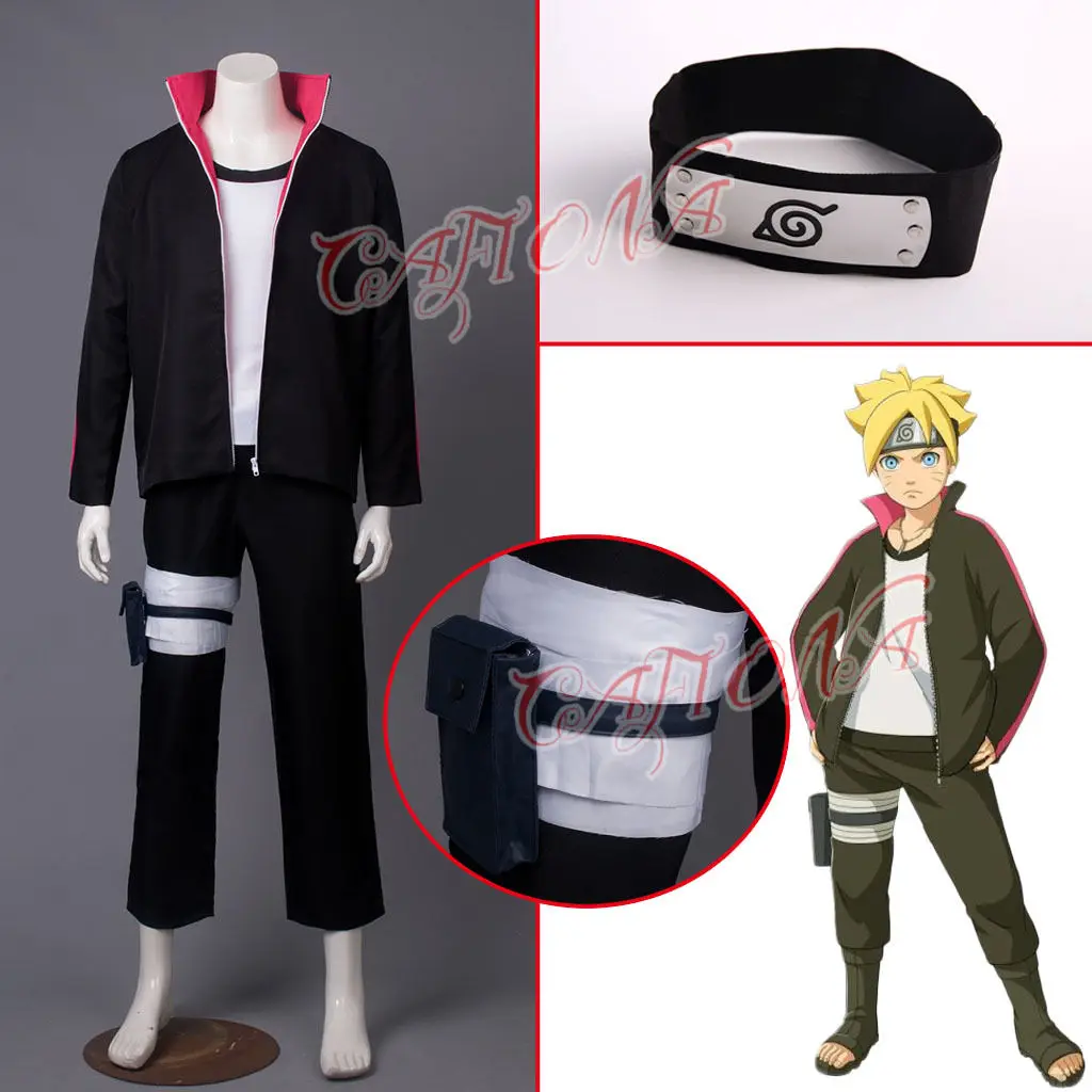 Костюм Аниме Cafiona удзумаки из боруто черная повязка на голову мужская одежда