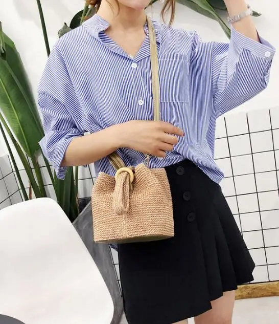 Соломенные Сумочки в европейском и американском стиле Женская Повседневная