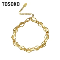 tosoko stainless steel jewelry 18 k gold plated blade bhain winding necklace bracelet hip hop suit for women bsp217 bse278