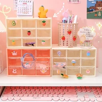 1 set storage box transparent large capacity plastic jewelry box makeup desk organizer storage box with mini stickers set