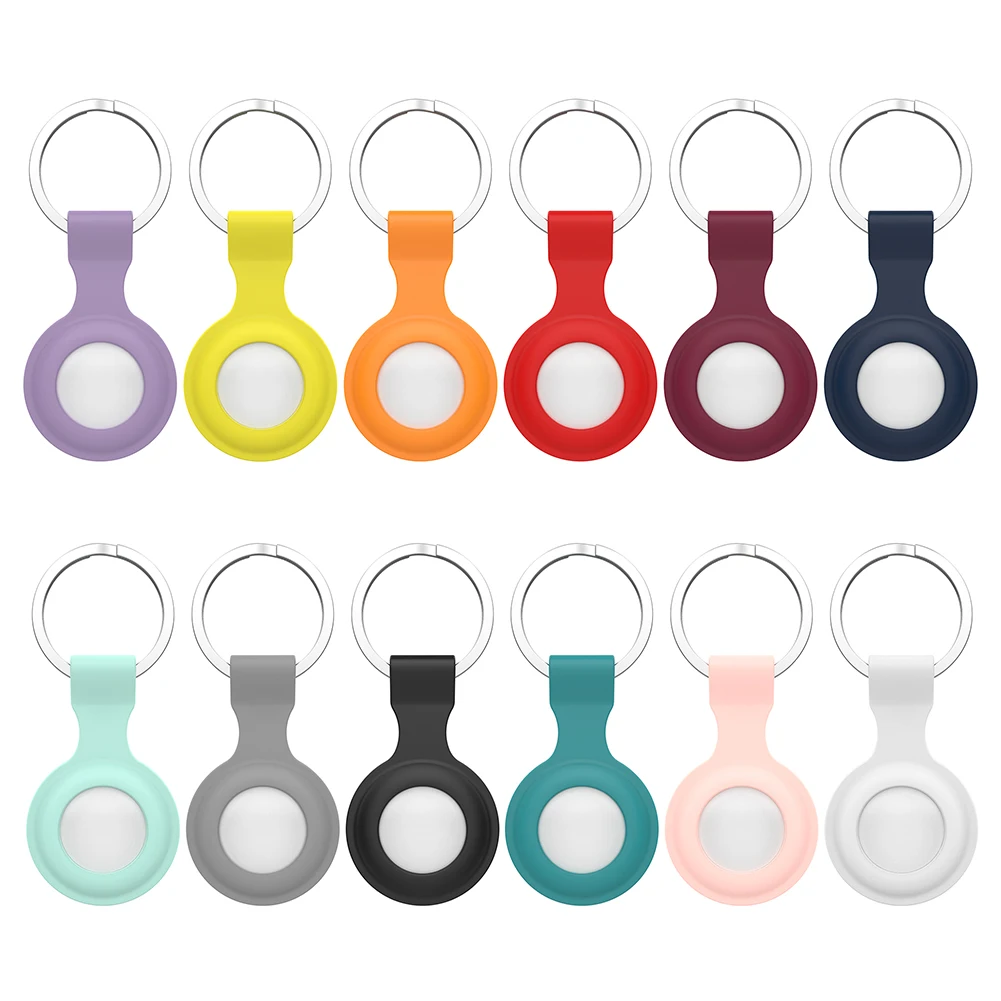 silicone locator tracker cover for apple airtags with keychain protective case smart wearable device accessories free global shipping