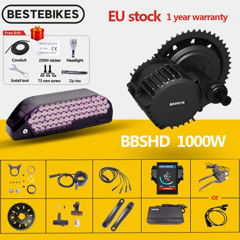Bafang мотор BBSHD BBS03 48V 52V 1000W среднего привода электровелосипеда комплект