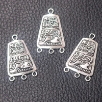 10pcs silver plated mystery mayan picture charm retro earrings necklace diy jewelry handicraft metal connectors findings 3119mm