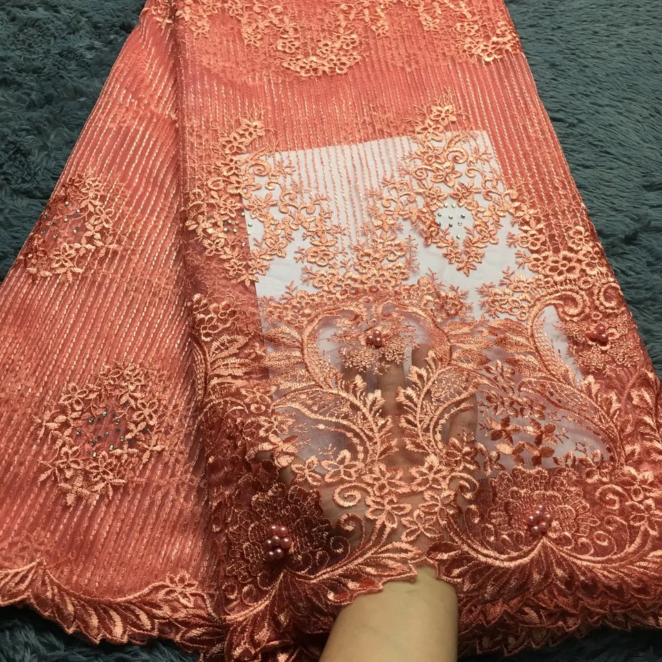 Королевский синий африканский кружевной материал 2021 вышитые нигерийские