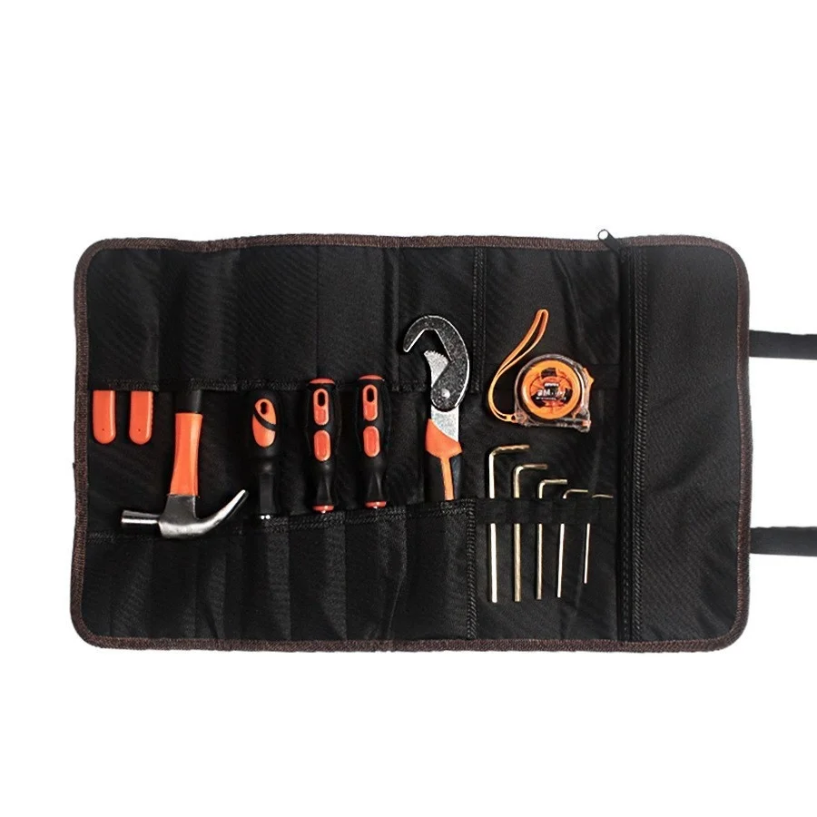 58*35cm Oxford Cloth Roll Electrician Tools Storage Bags Organizers With Zipper Portable Toolkit Handbag For Pliers Screwdrivers |