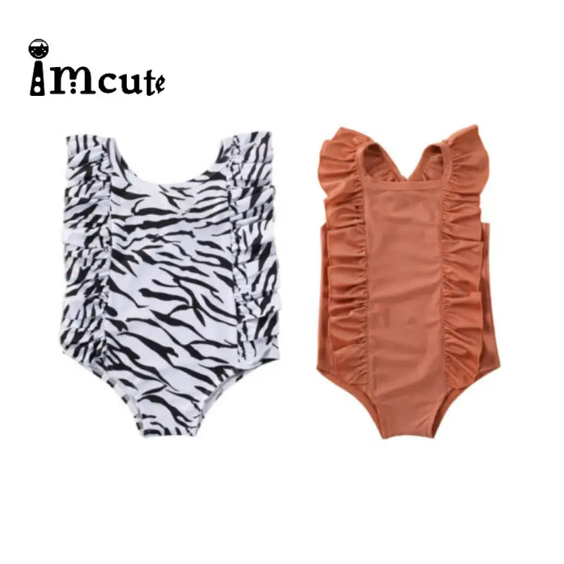 Imcute 2020 купальник для новорожденных девочек детей без рукавов с оборками