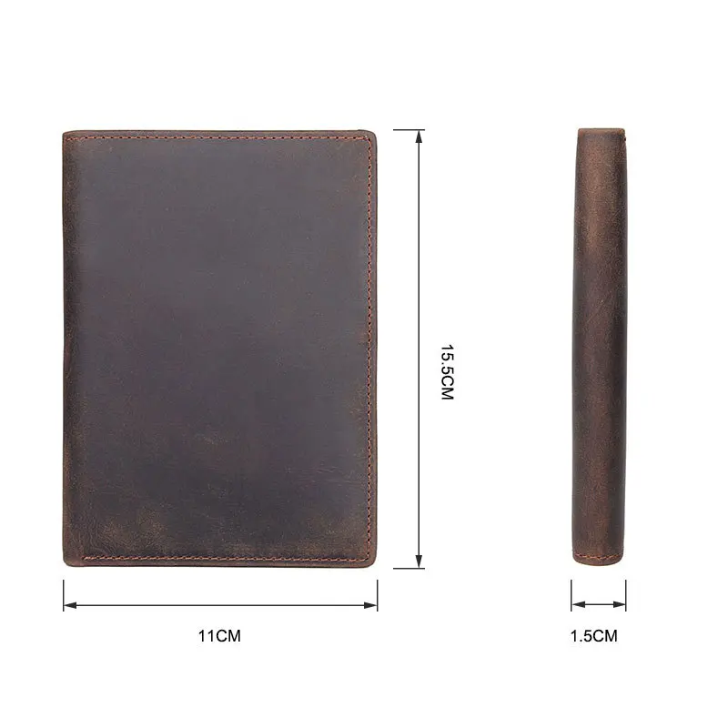 

YourSeason Men Card Holder Wallet 2021 Retro Crazy Horse Leather Multi-function Male Cowhide Purse Passport Bag Solid Color