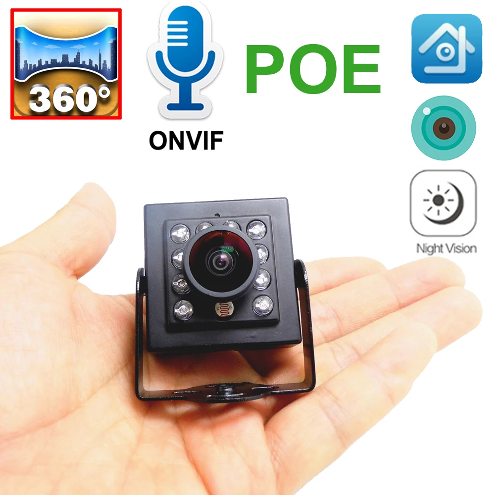 

Mini Panoramic POE Camera Ip Night Vision Infrared 1080P Audio Cam 1.7mm Lens Cctv Security Surveillance Onvif HD Home Camera IP