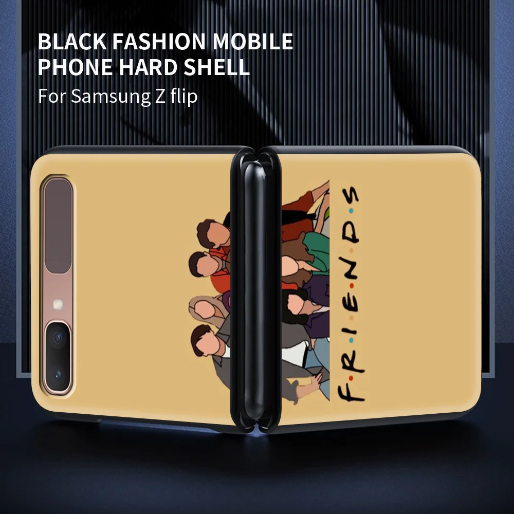 

Phone Cover For Samsung Galaxy Z Flip Case Slim Hard PC Phone Cases For Galaxy Z Flip 5G Luxury Shell Friends TV Central Coffee