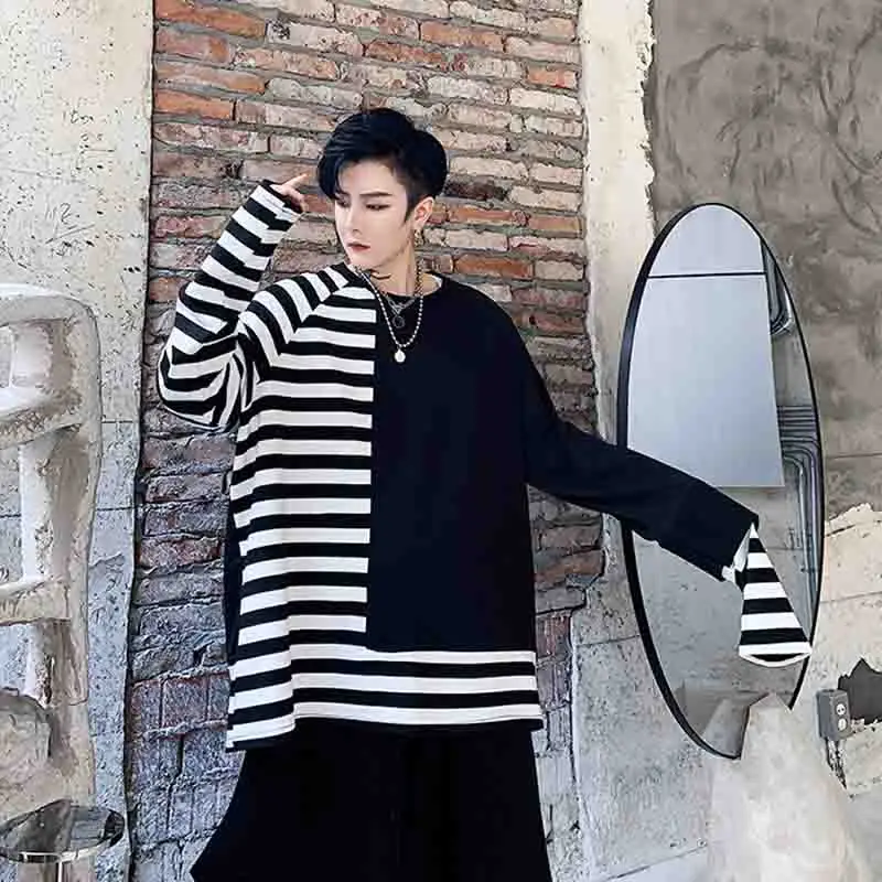 

Top dance suit Yamamoto loose variety coat casual style sweater vertical stripe contrast color cover autumn Xinhe 2020