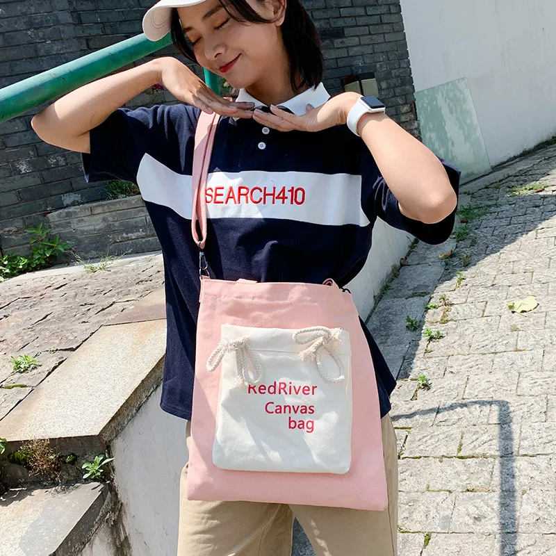 Холщовая Сумка для женщин простая и универсальная сумка мессенджер на одно плечо