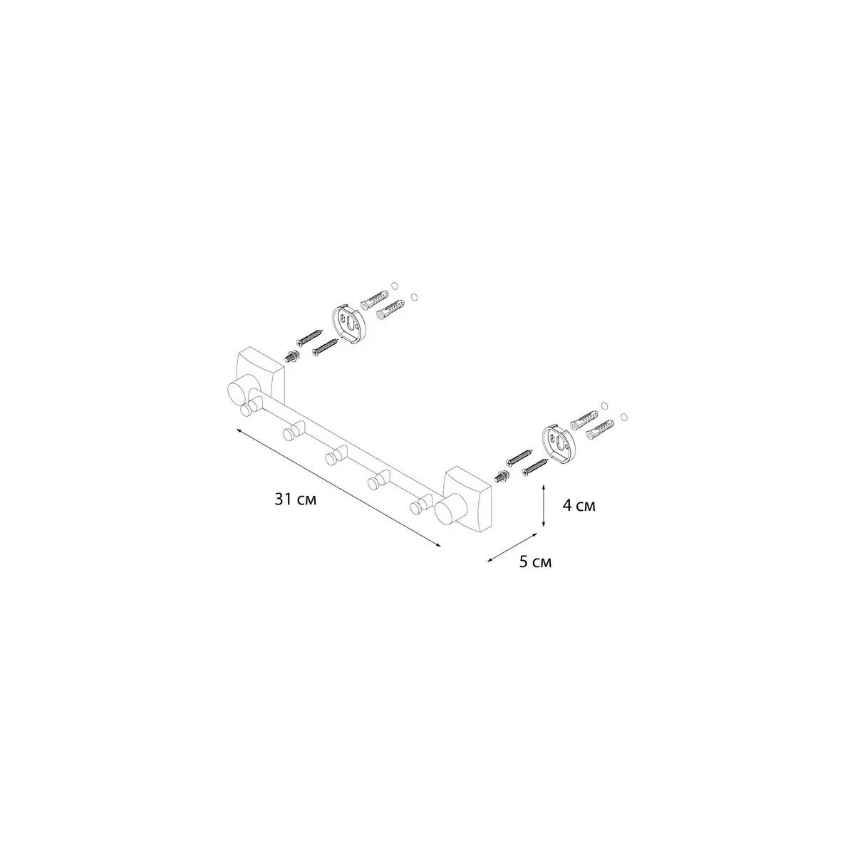 Планка 5 крючков Fixsen Kvadro FX-61305-5 | Строительство и ремонт