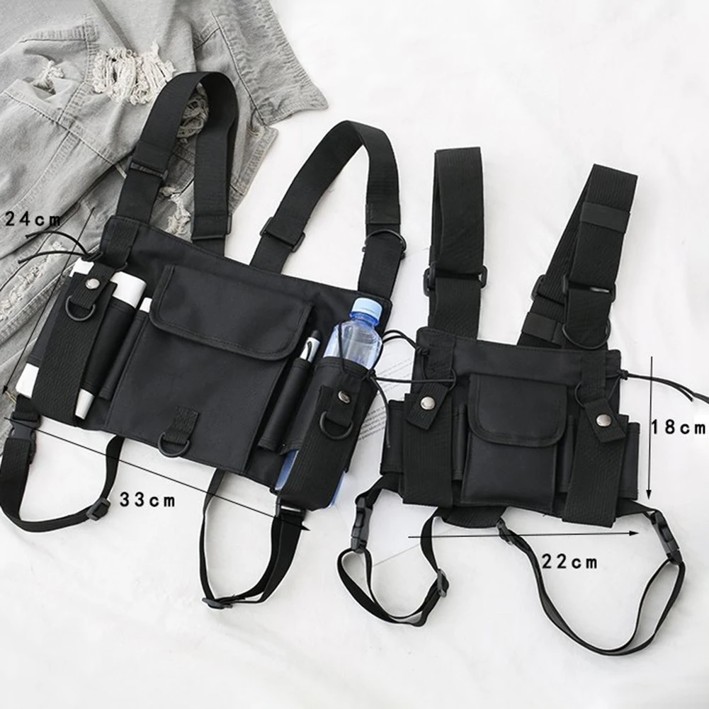 

Unisex Outdoor Adjustable Vest Chest Hanging Bag Double Shoulder Waist Pouch