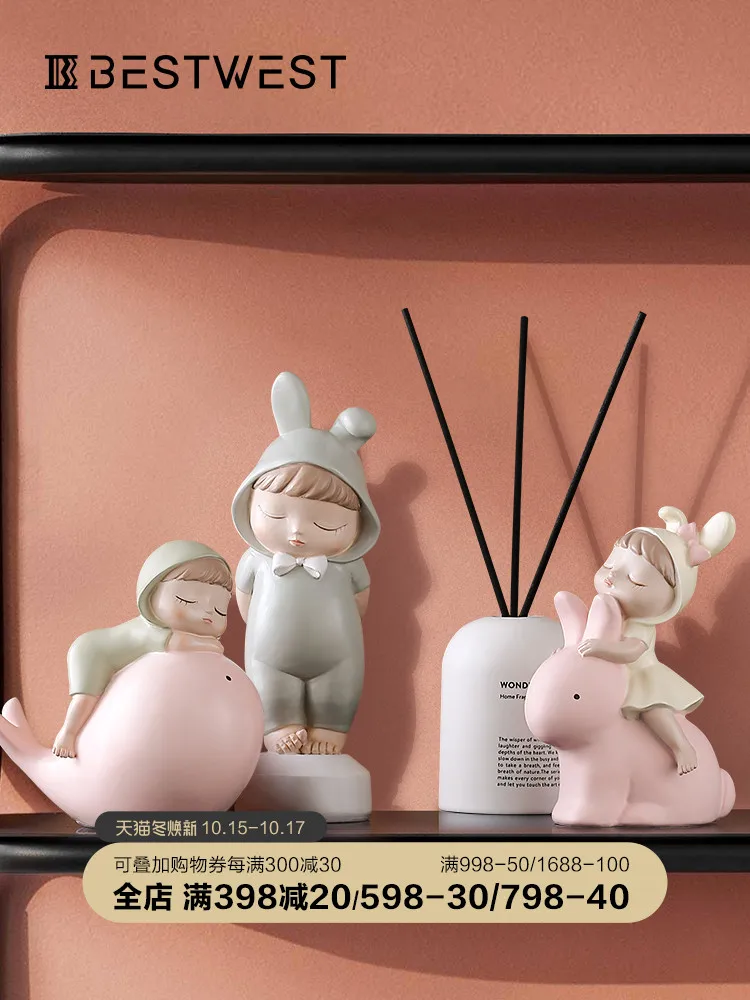 

Meng Meng baby ride rabbit pendulum bedroom children's room cute little girl decoration desktop creativity