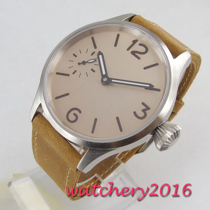 PARNIS 43 мм стерильный циферблат сапфировое стекло ручной обмотки 6497 мужские