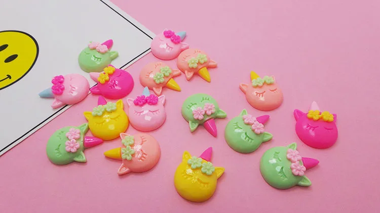 100Pcs/Lot Miniature Kawaii Unicorn Resin Flatback Cabochon for Scrapbooking Hair Bow Center Embellishment DIY Craft