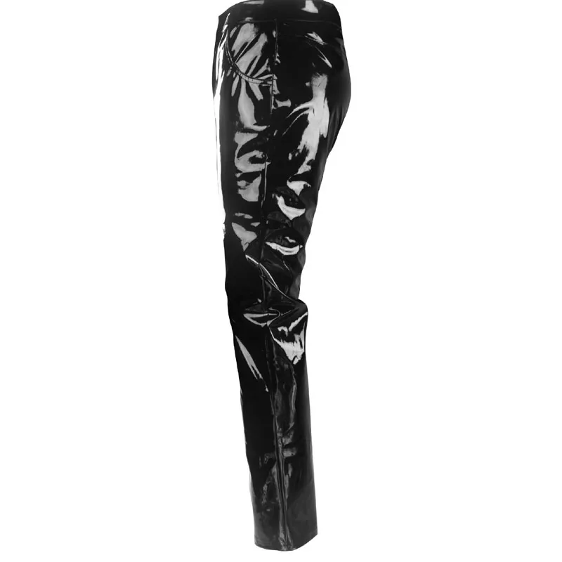 Hot Sexy Men Gay Glossy PU Leather Pants Wetlook Long Johns Skinny Muscle Trousers Fetish Club Wear Costume | Тематическая одежда