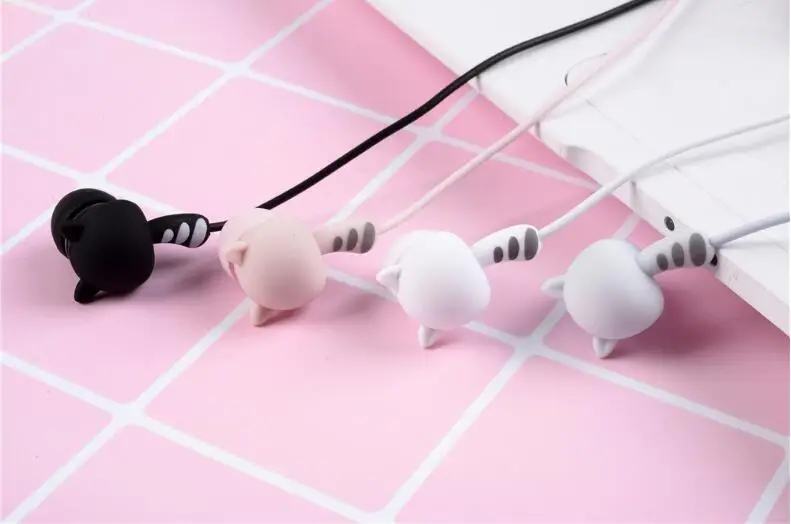 CHICLITS милые Мультяшные наушники &quotКошка&quot красочные вкладыши 3 5 мм двойные