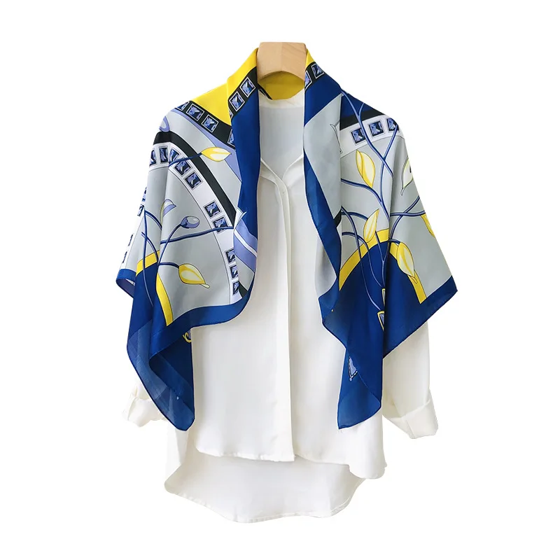 

New 2021 Brand Women Silk Scarf Luxury Hijab Foulard Lady Pashmina Winter Scarves Female Bufanda Wraps Bandana Shawl 90cm