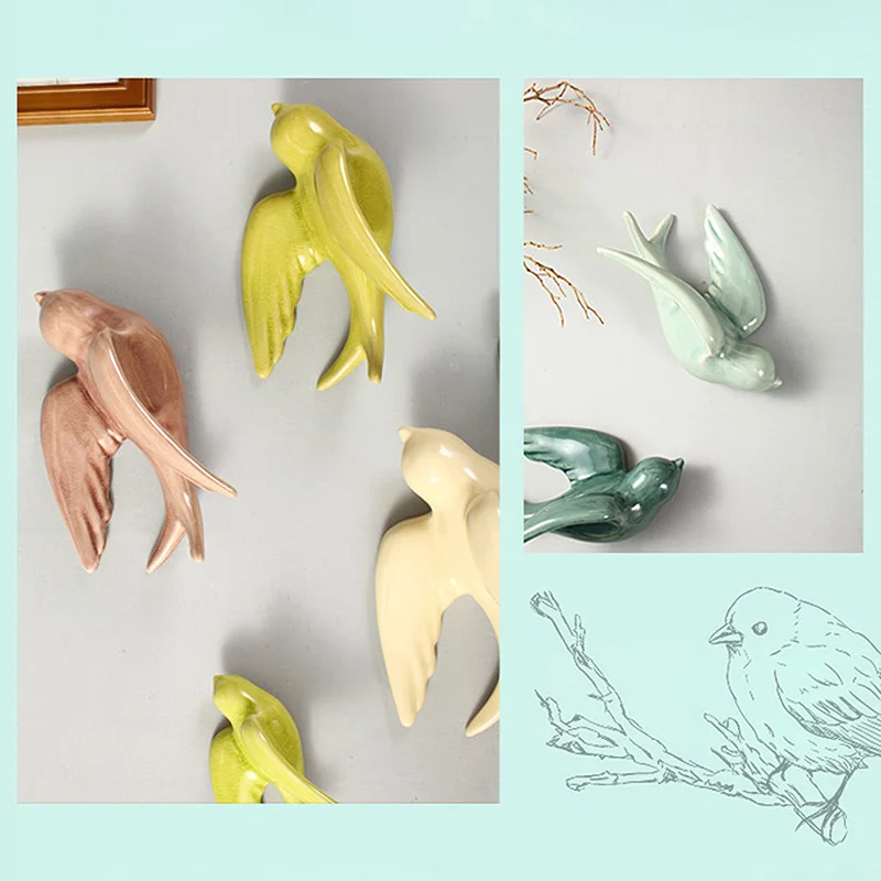 Скандинавские цветные ласточкины настенное крепление Висячие ремесла украшения