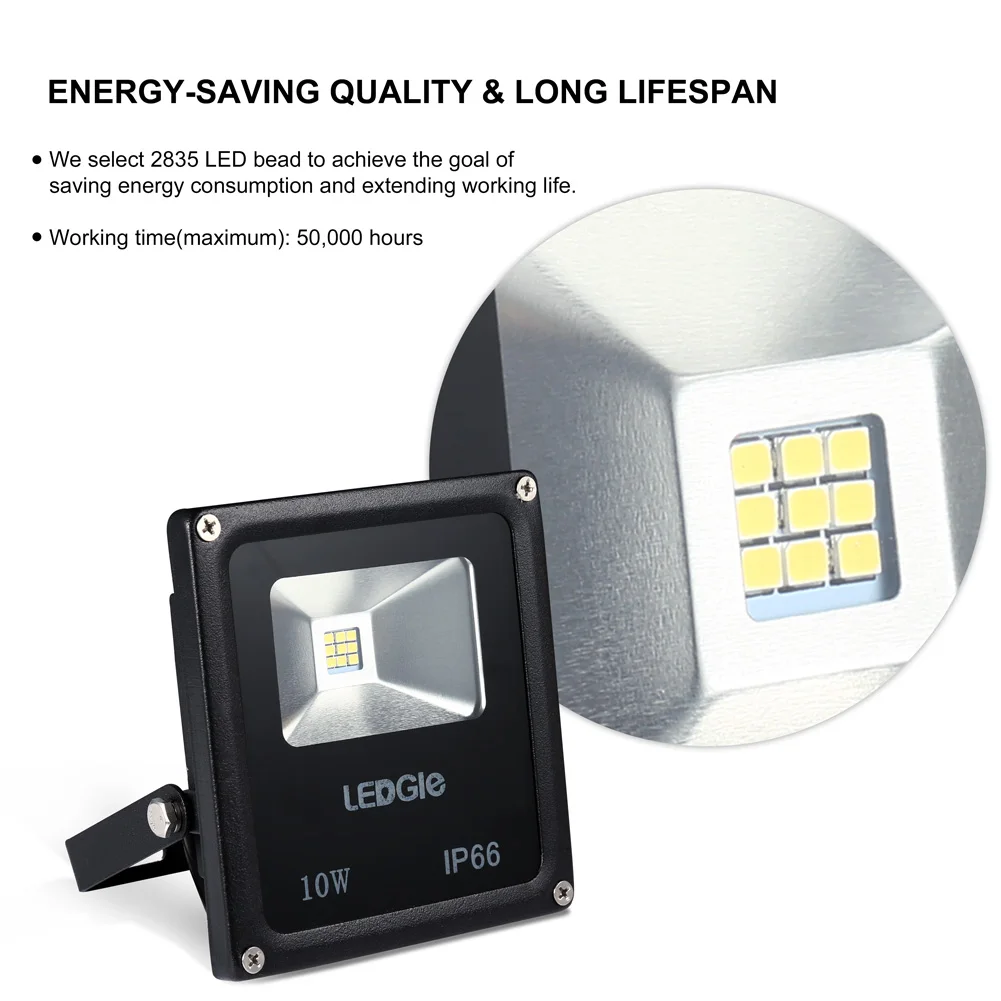 LEDGLE 2 шт. 220 В наружный прожектор светильник s 6000 K яркий светодиодный IP66