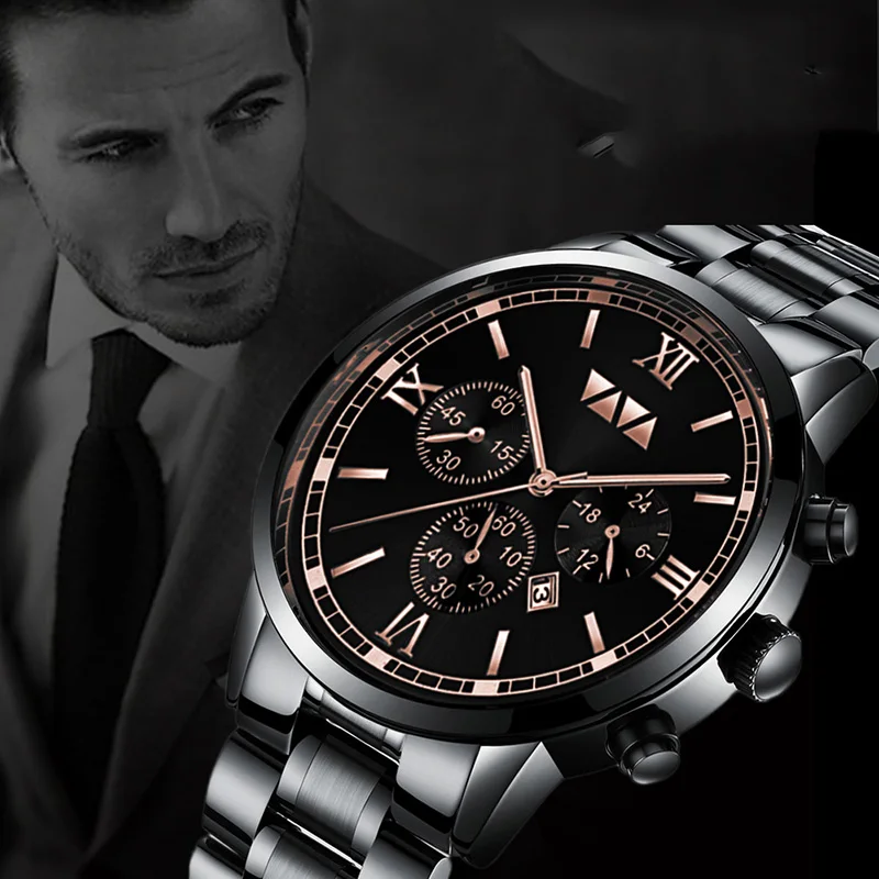 

Top Brand Men Watch Luxury Business Stainless Steel Quartz Watch Male Clock Calendar Waterproof Men Wristwatch Relogio Masculino