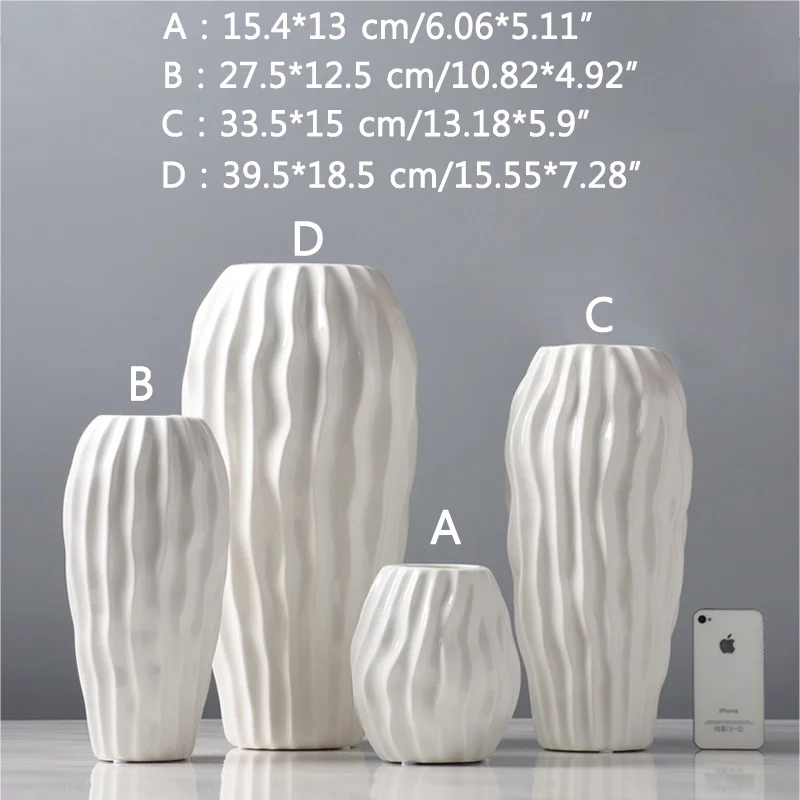 

Strongwell White Glazed Ceramic Flower Vase Wave Flower Pots Plant Holders Nordic Home Decoration Modern Art Vase Living Room