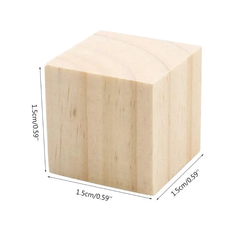 

49pcs Craft Wooden Cubes 3/5 inch Wood Blocks DIY Handmade Model Kids Toys