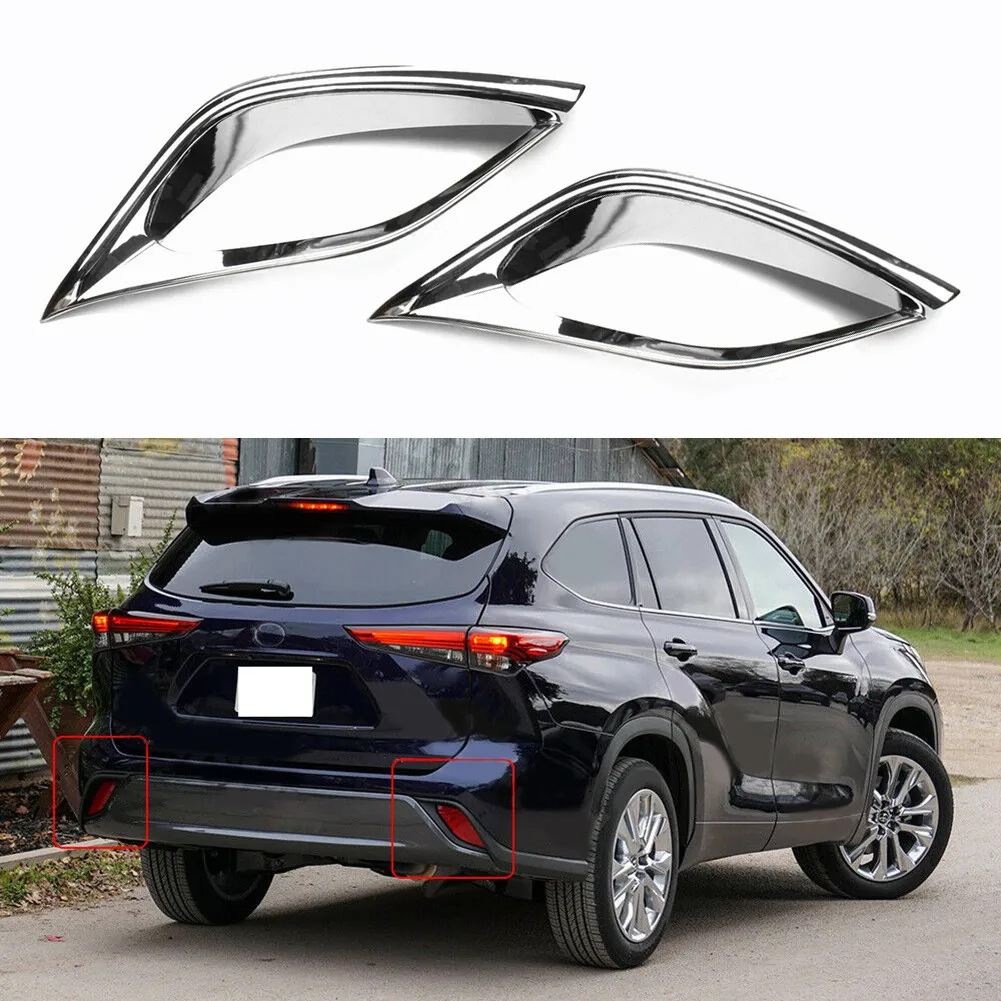 

For Toyota Highlander 2020 2021 2022 Chrome Rear Fog Light Foglight Lamp Cover Trim Bumper Protector Decoration Car Styling