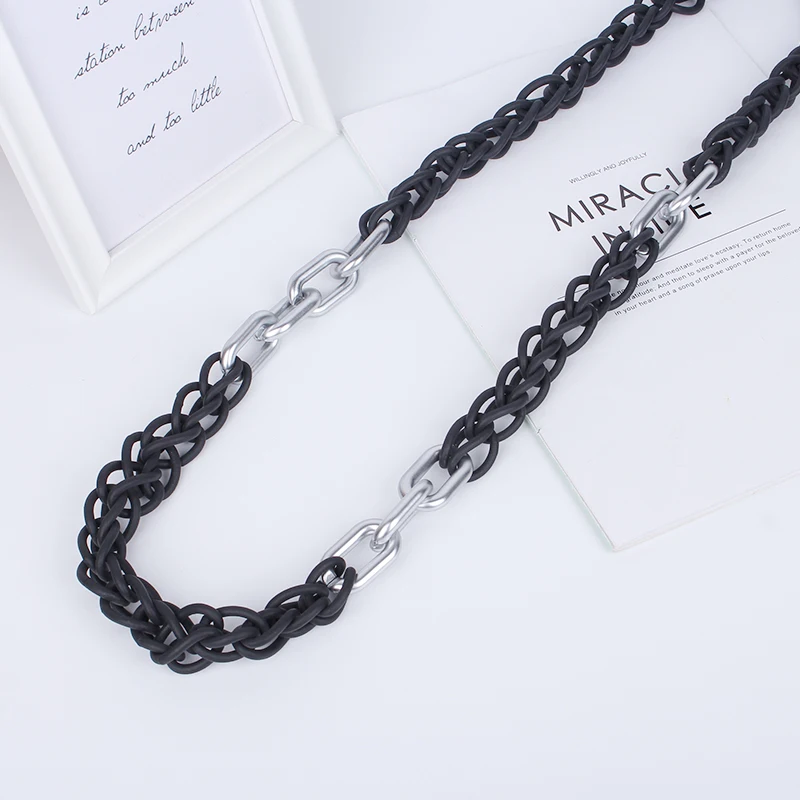 

YD&YDBZ Hyperbole Rubber Long Necklaces For Women Punk Metal Pendant Necklace Gothic Clothes Accessories Jewelry Choker Chains