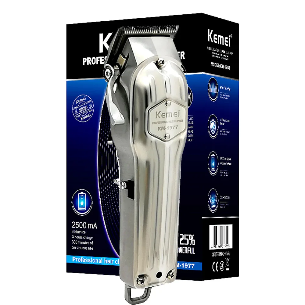 

Cordless All Metal Kemei Professional Electric Man Hair Cutter Powerful Hair Trimmer Beard Mustache Modelling Hair Clipper